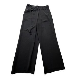 Lafayette 148 New York Pants Womens 8 Black Wide‎ Leg Tie Waist Dress Trousers